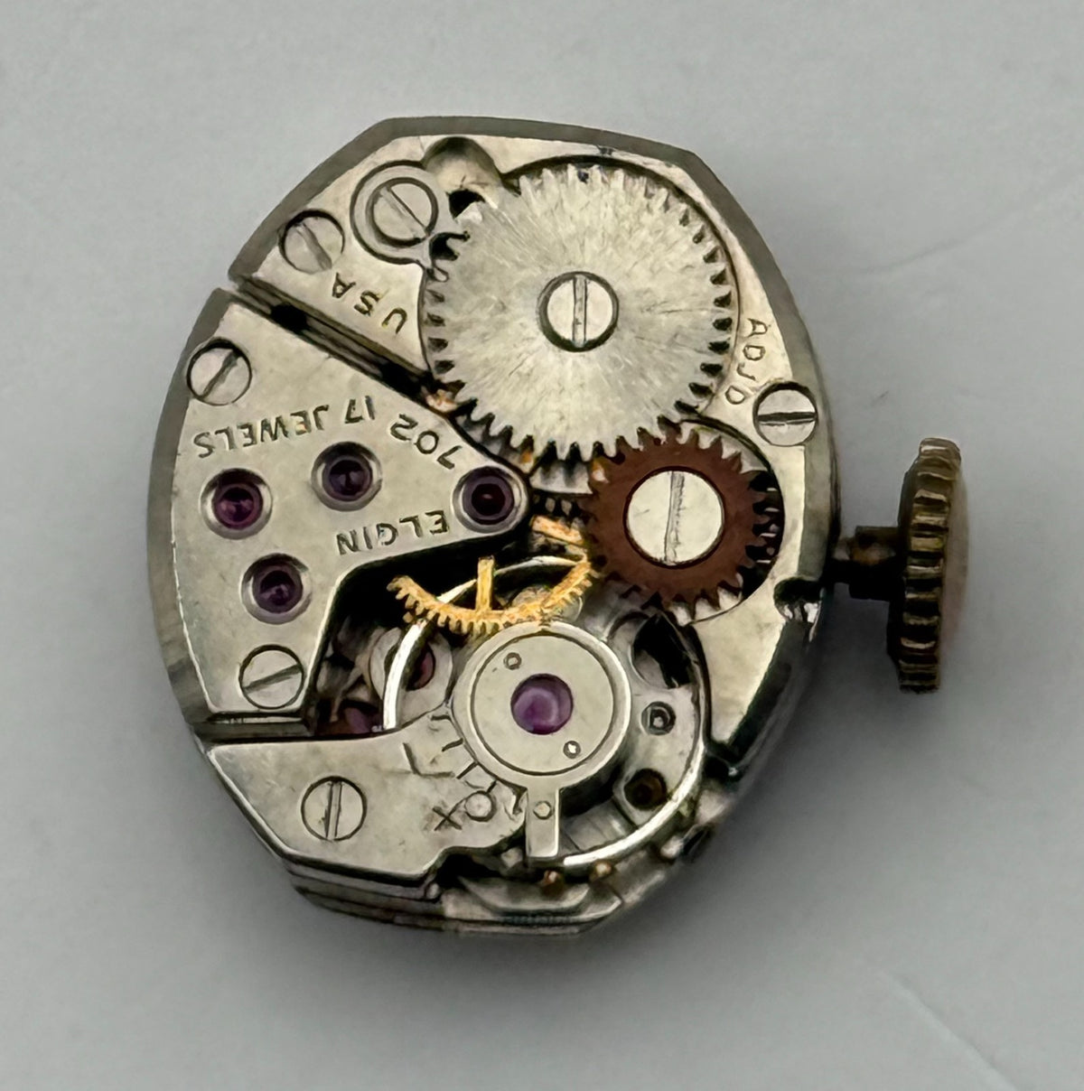 Elgin 702 Watch Movement Swiss 17 Jewels American Parts Repair 13.2mm