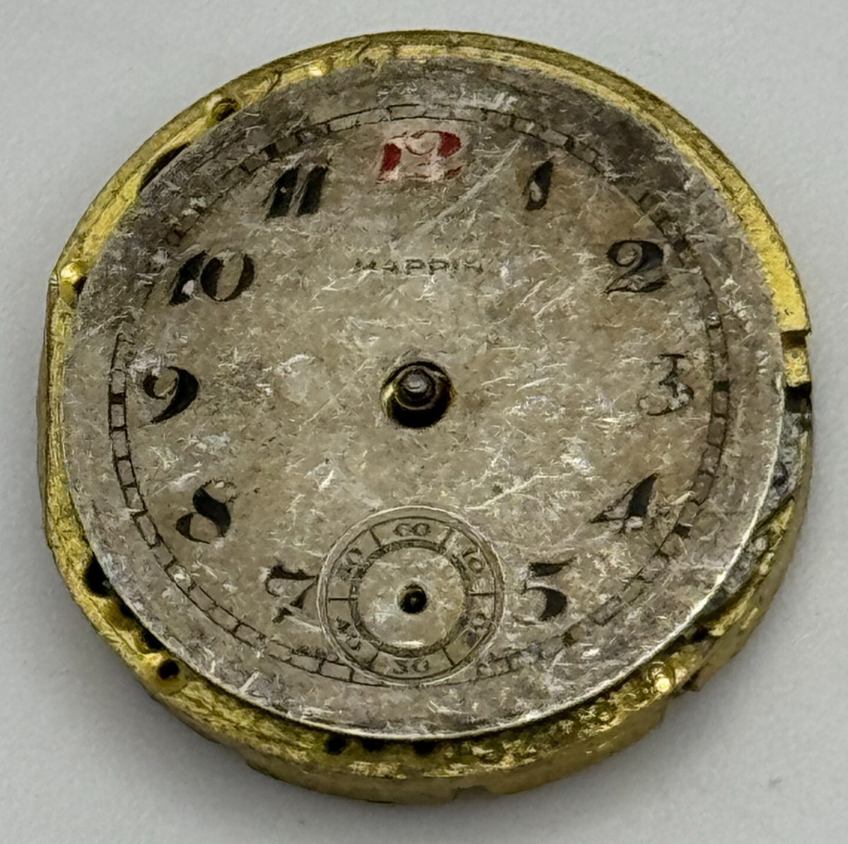 Mappin 18 Watch Movement Jewels Sub Seconds Manual Wind Parts 19.8mm
