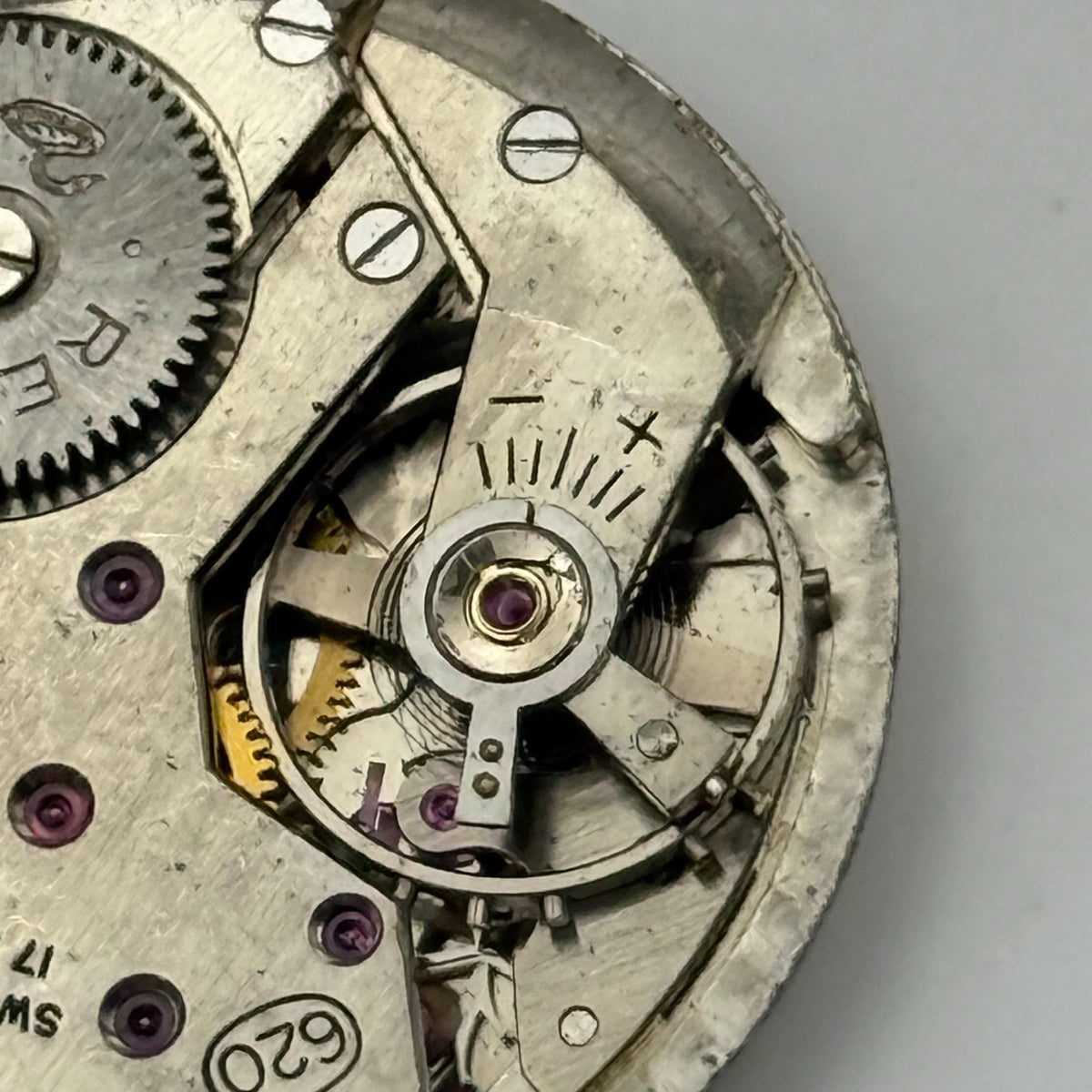 Record 620 Watch Movement - Running - For Parts / Repair - 26.5mm