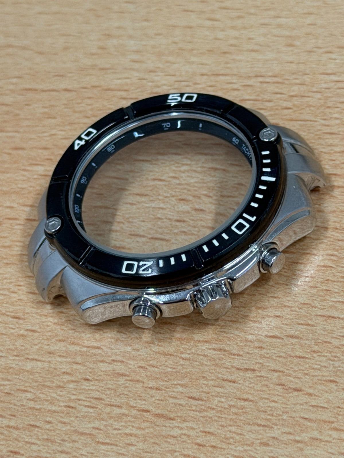 Seiko Chronograph Watch Case - Tachymeter Black Bezel - New Old Stock - 42mm