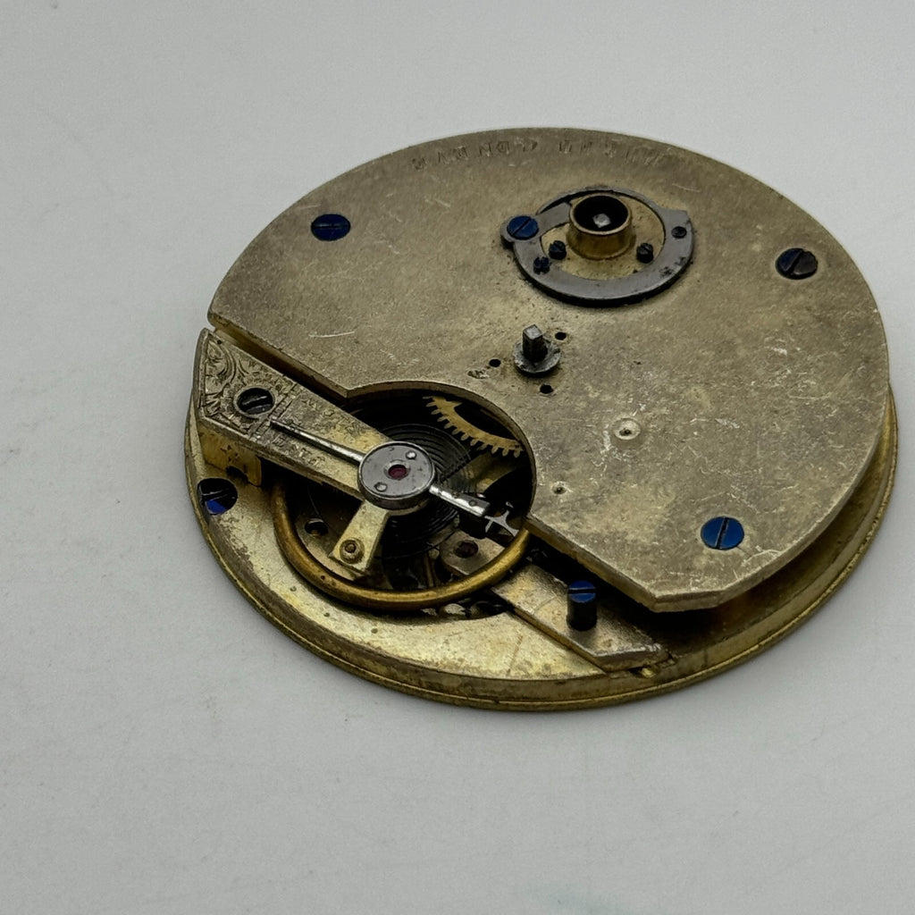 Antique Pocket Watch Movement Key Wound Muret Geneve Parts Repair Spares 47.6mm