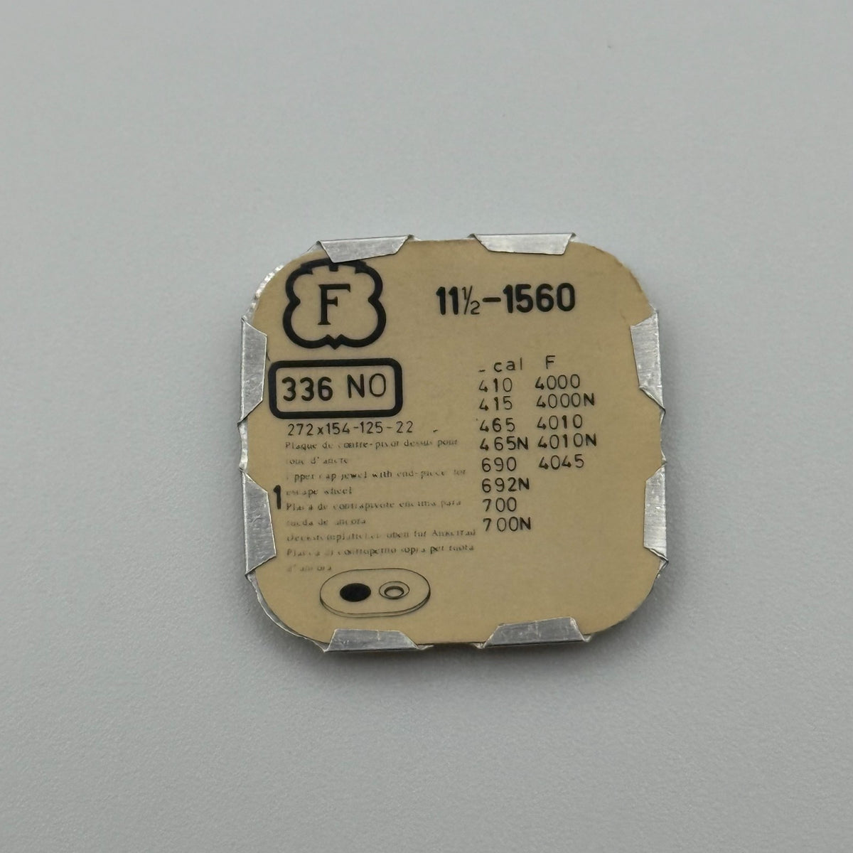 Felsa 1560 Upper Cap Jewel With End Piece - 11 1/2 - 336 - NOS - Watch Parts
