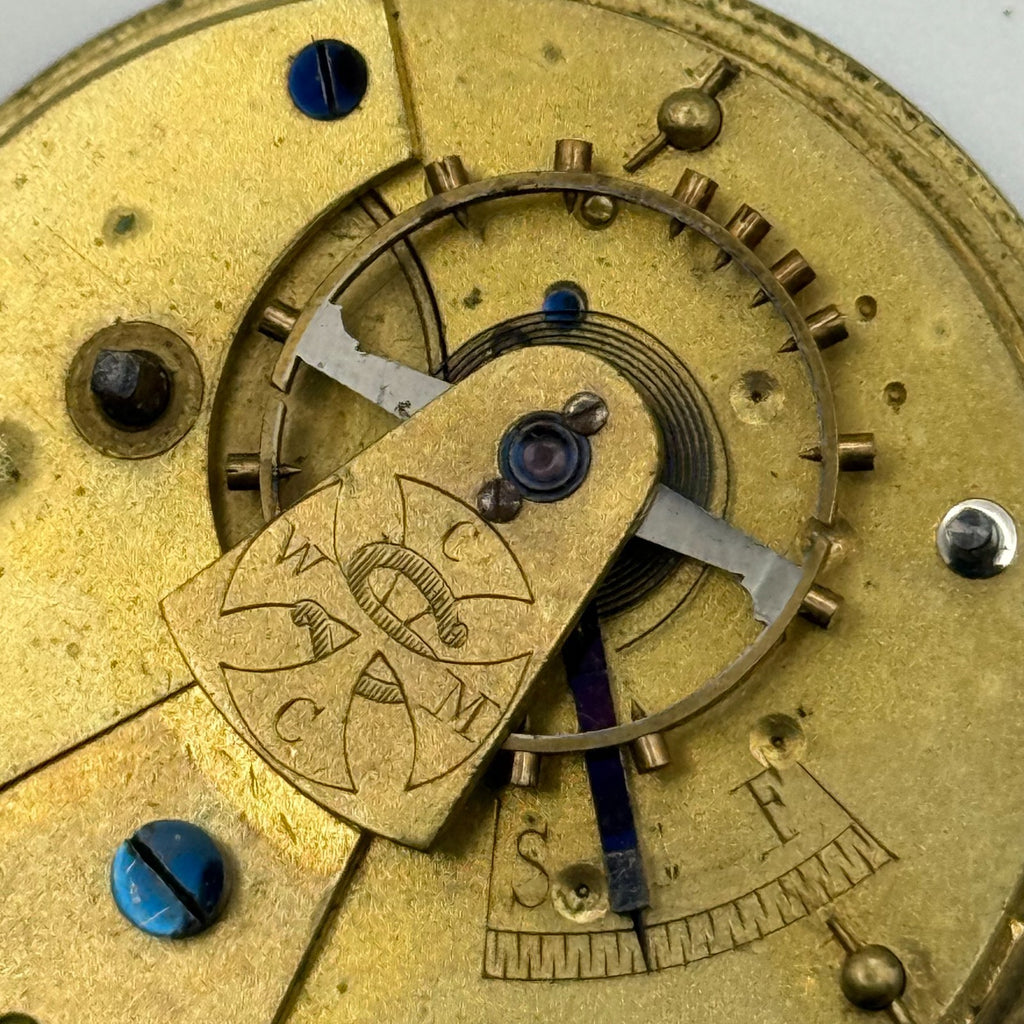 English Lever Pocket Watch Movement - CWMC Antique - For Parts / Repair - 42.9mm