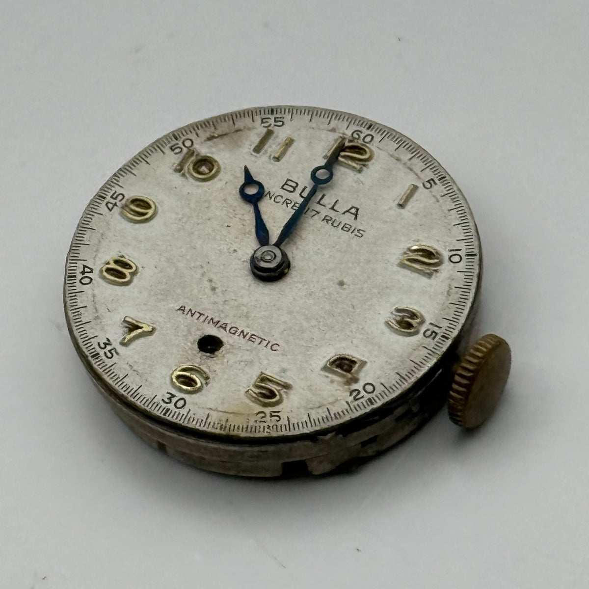 Bulla Watch Movement 17 Rubis Antimagnetic Manual Wind Vintage Parts Repair 22mm