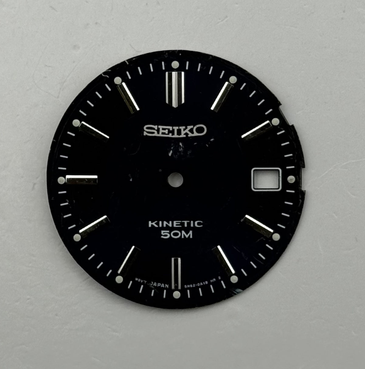 Seiko 5M62-0AX8 Watch Dial Kinetic 50M Black Japan Spare Parts Repair 28.9mm