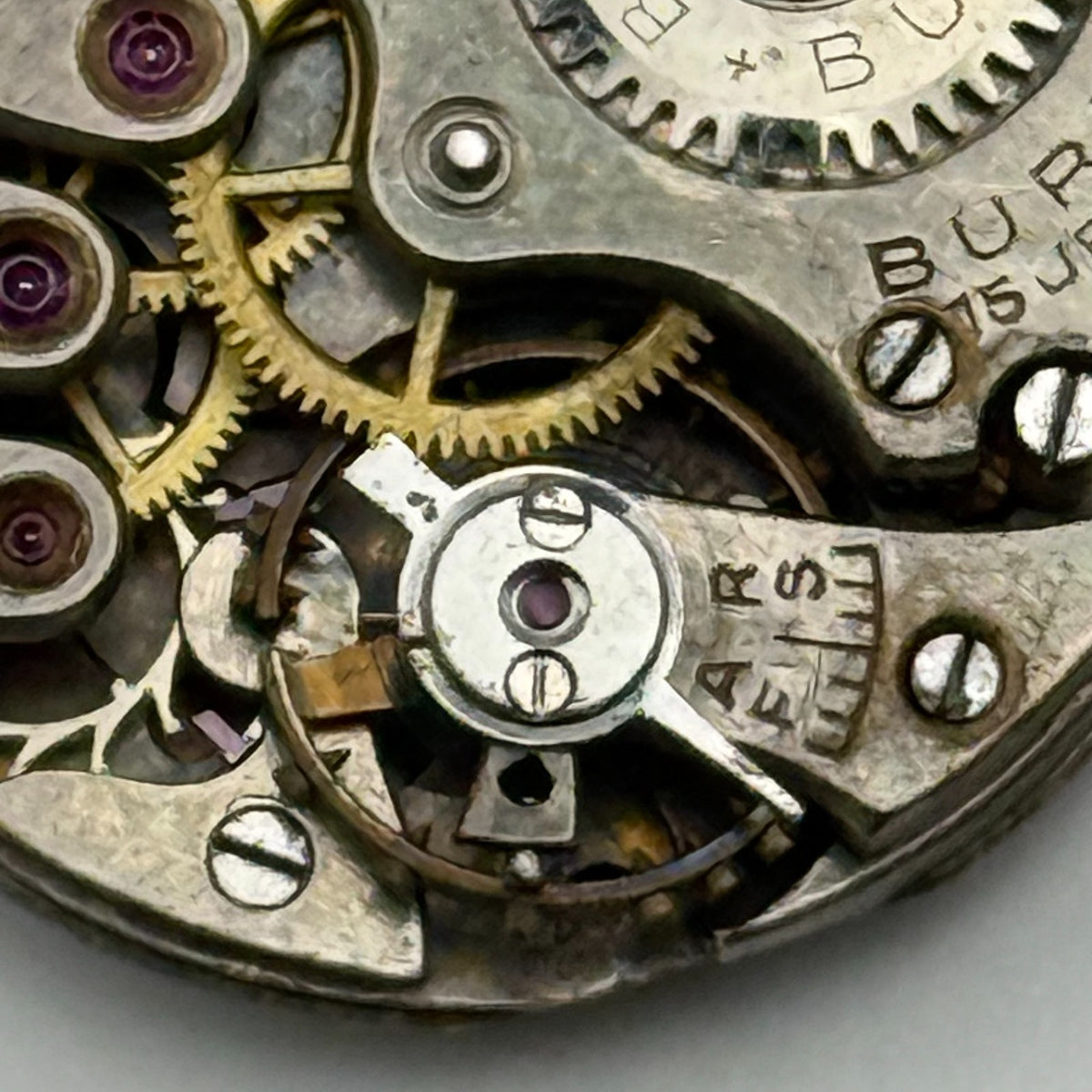 Buren 875 Watch Movement Swiss 15 Jewels Manual Wind Vintage Parts Repair 19.7mm