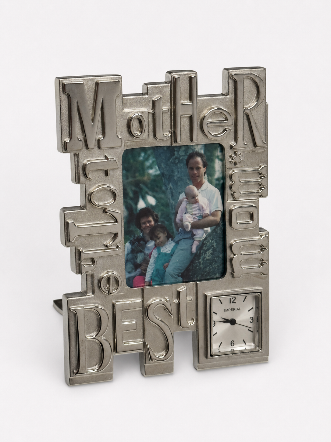 To The Best Mother Miniature Clock & Photo Frame Silver Brand New