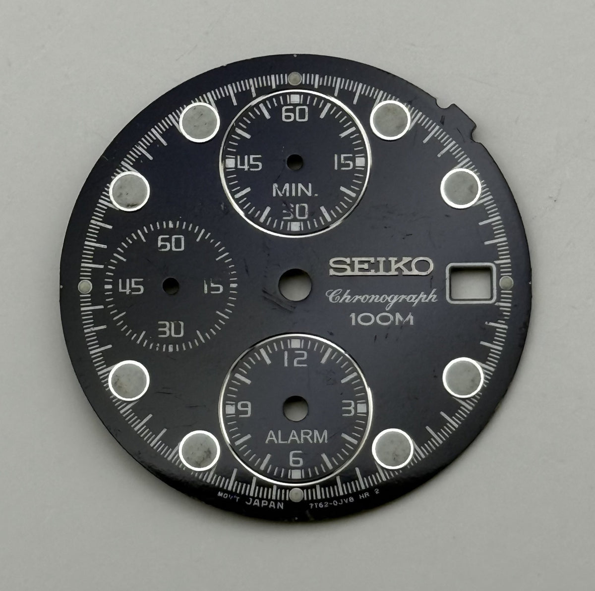 Seiko 7T62-0JV8 Watch Dial Chronograph Alarm 100M Spare Parts Repair 27.4mm
