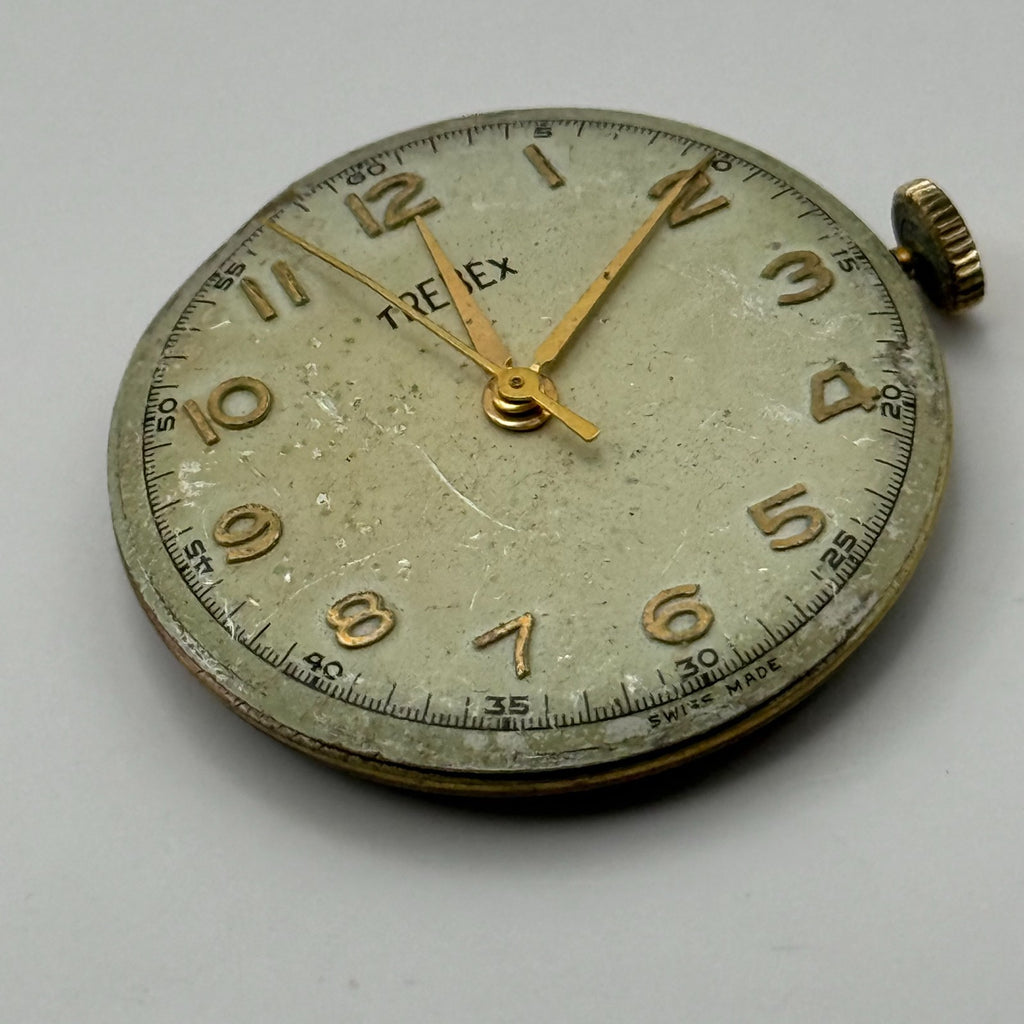 FHF 25 Watch Movement - Trebex 15 Jewels - Running - For Parts / Repair - 23.6mm