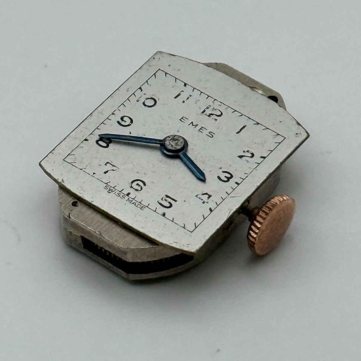 Unidentified Watch Movement Emes Cylinder Swiss Manual Wind Parts Repair 12.6mm