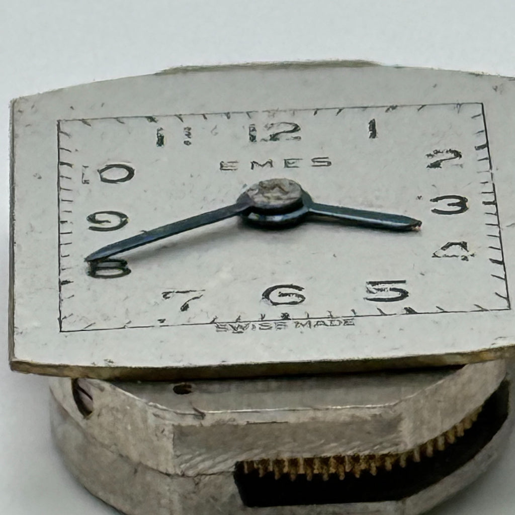 Unidentified Watch Movement Emes Cylinder Swiss Manual Wind Parts Repair 12.6mm