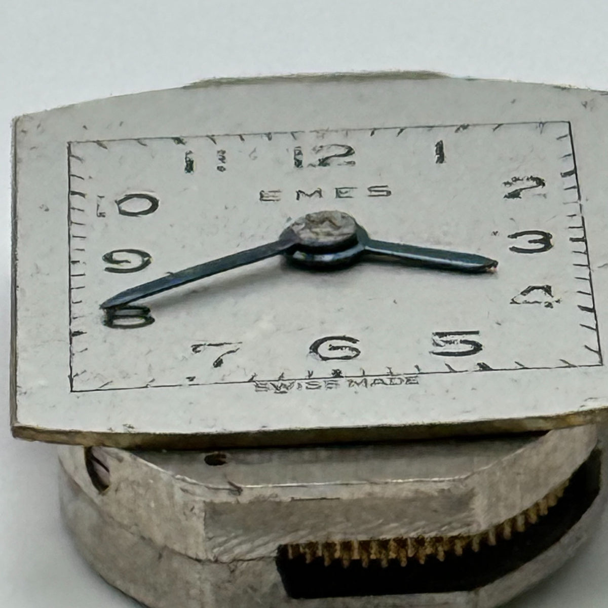 Unidentified Watch Movement Emes Cylinder Swiss Manual Wind Parts Repair 12.6mm