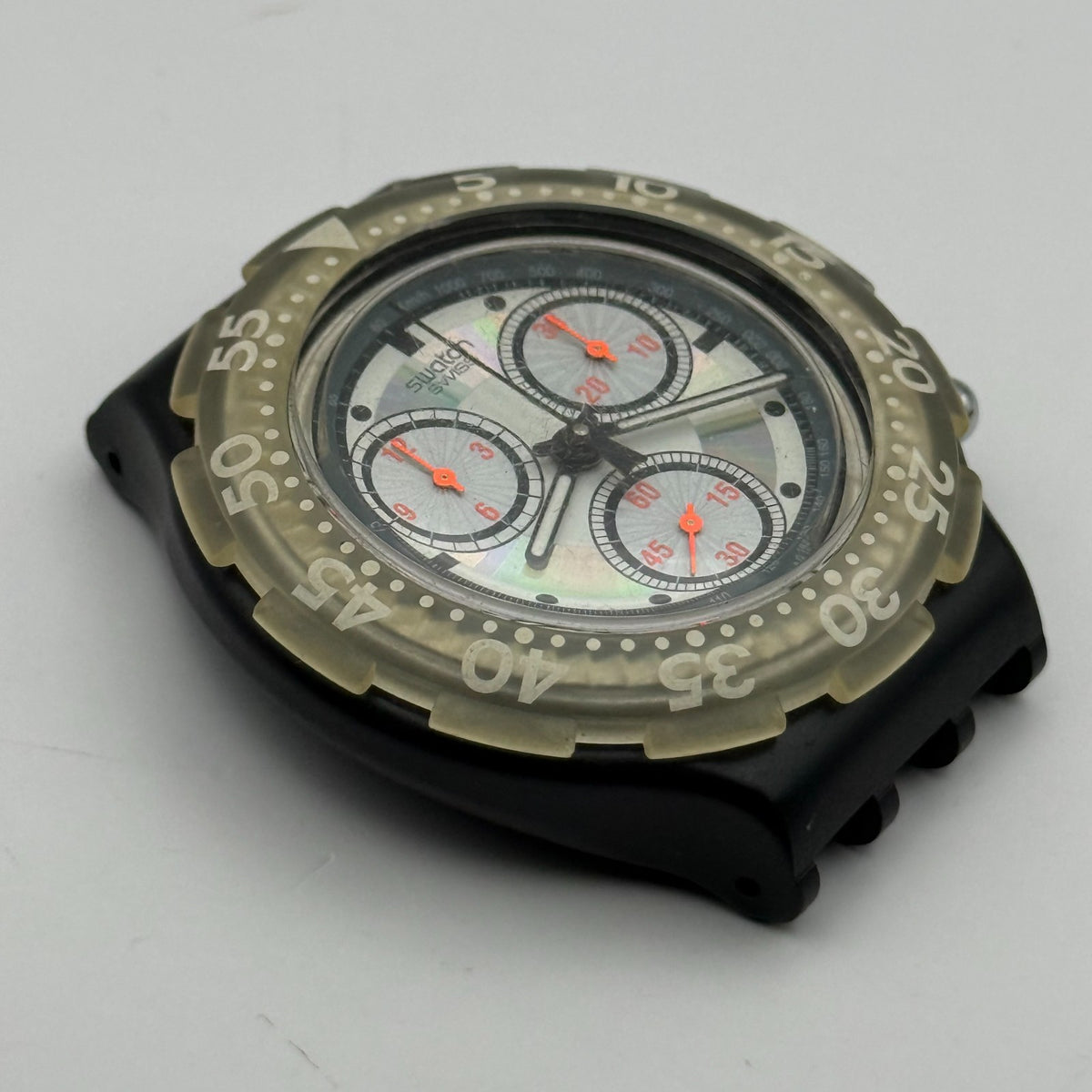 Vintage Swatch Aqua Chrono Watch SBB100 Black Rudder 1992 ETA Quartz 43mm Parts 