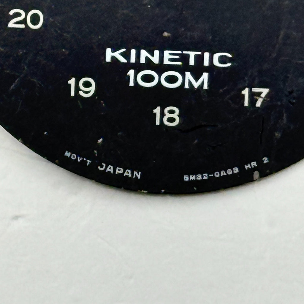 Seiko 5M62-0A09 Watch Dial Kinetic 100M Black Vintage Spare Parts Repair 28.5mm
