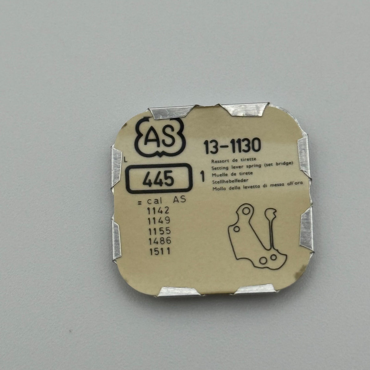 AS 1130 Setting Lever Spring - 13 - 445 - New Old Stock - Watch Parts