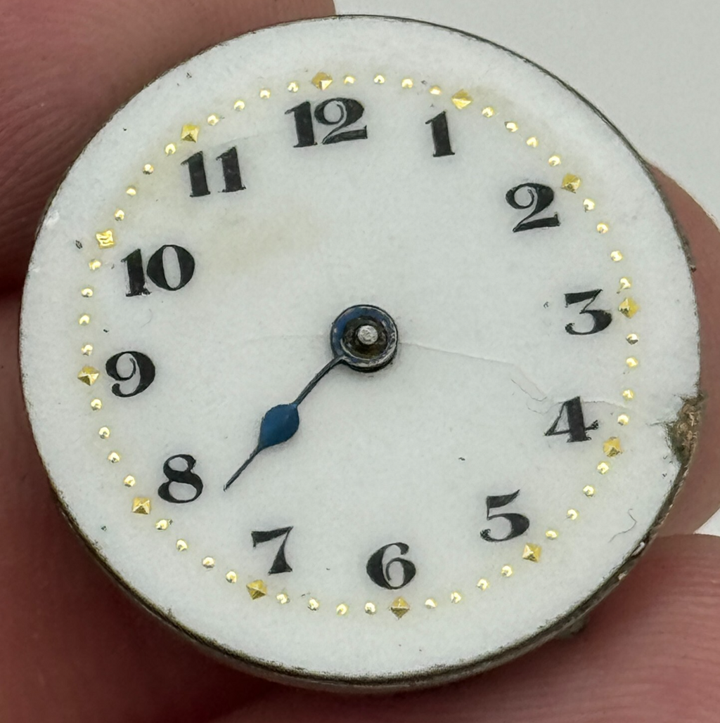 Porcelain Dial Watch Movement Swiss 15 Jewels Manual Wind Parts 23.7mm 