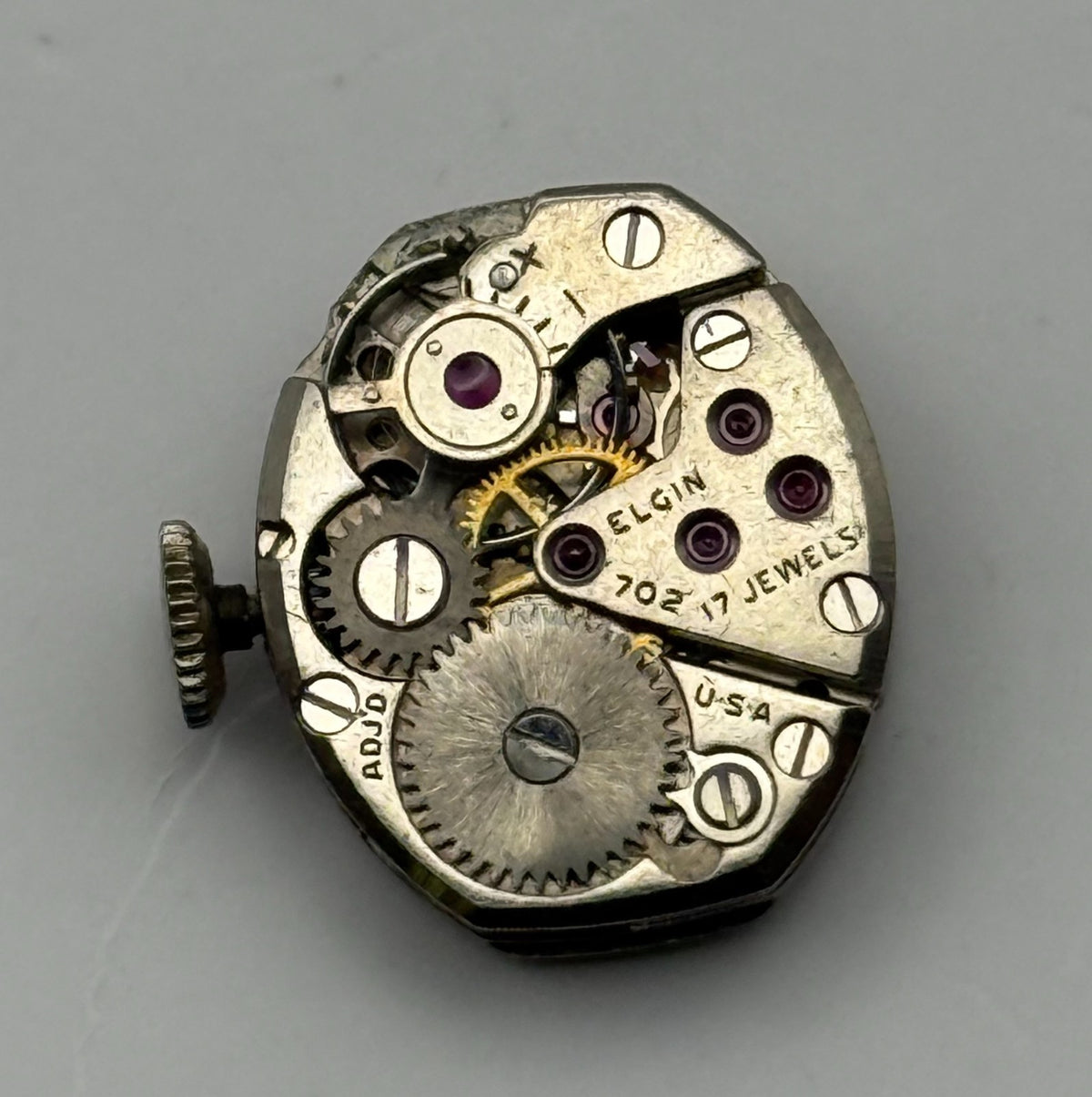 Elgin 702 Watch Movement 17 Jewels USA Manual Wind Vintage Parts Repair 13.2mm