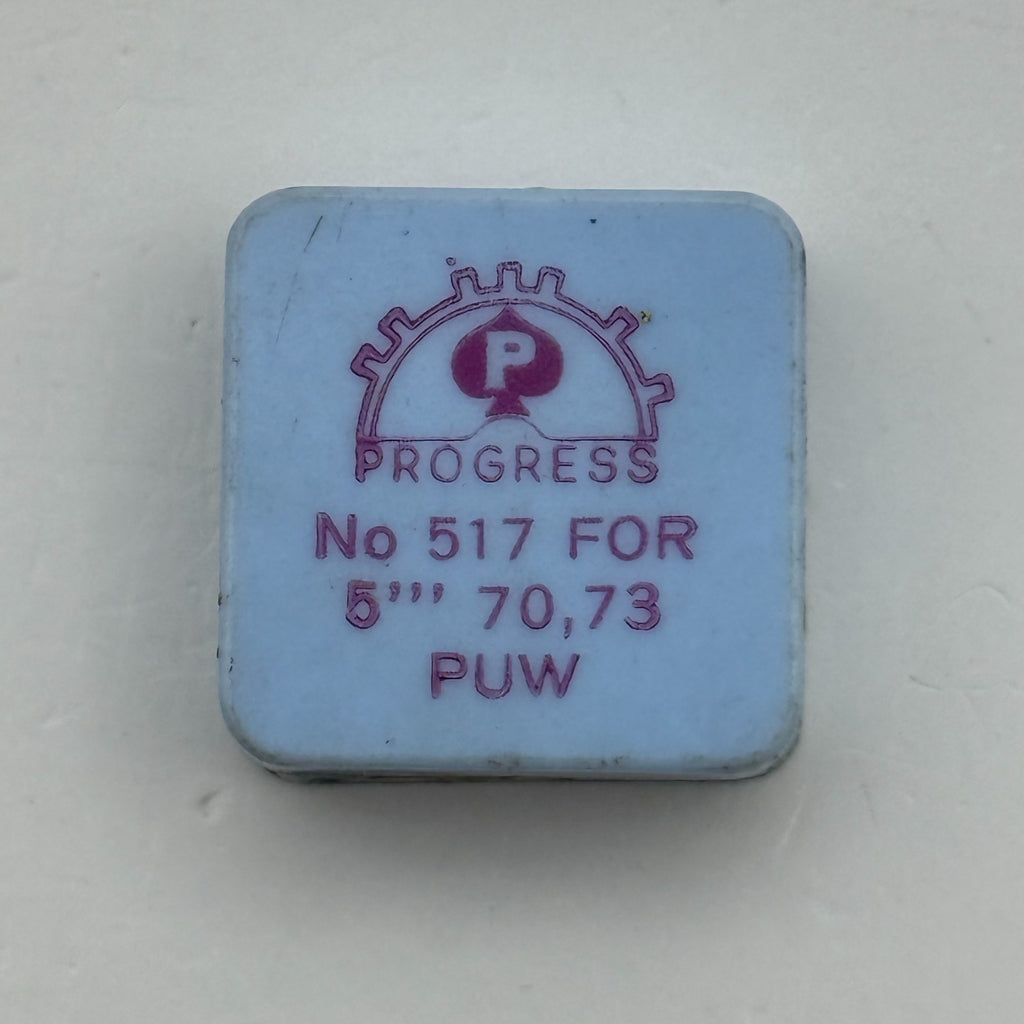 PUW 70 73 Balance Wheel Complete And Spring 5’’’ 517 Watch Movement Parts NOS