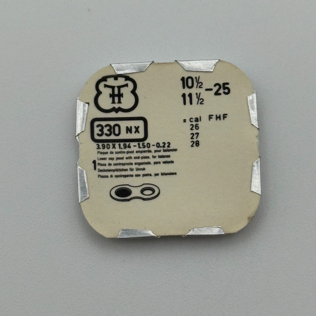 FHF 25 Lower Cap Jewel With End Piece - 10 1/2-11 1/2 - 330 - NOS -  Watch Parts