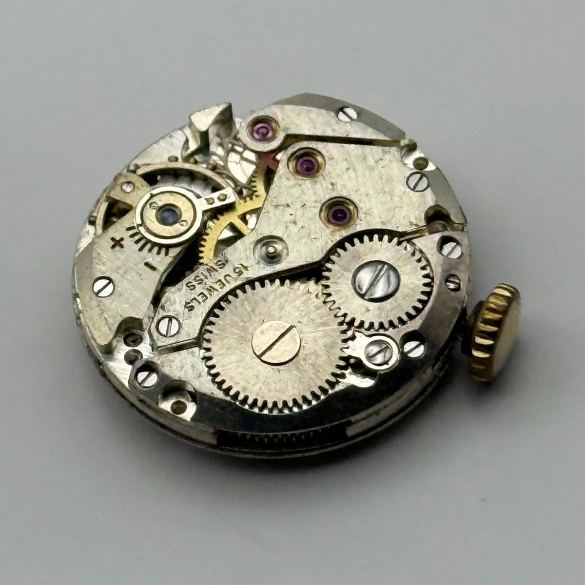 Technos Watch Movement 15 Jewels Swiss Manual Wind Vintage Parts Repair 19.6mm