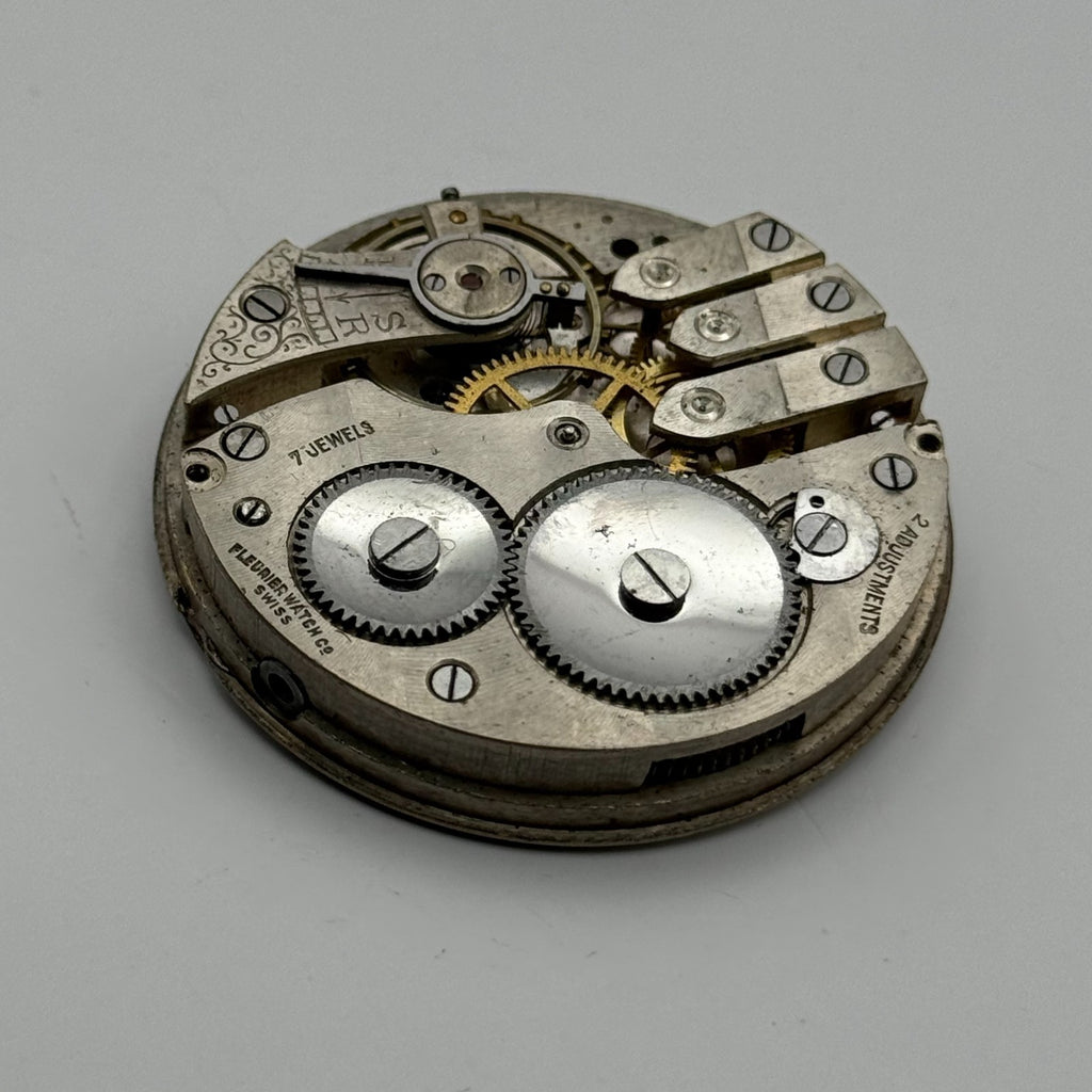 Fleurier Pocket Watch Movement Open Face Sub Seconds 7 Jewels 2 Adj Parts 41mm