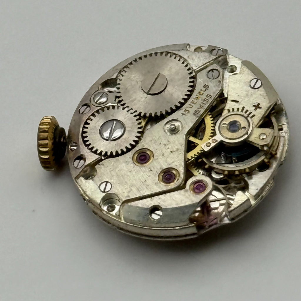 Technos Watch Movement 15 Jewels Swiss Manual Wind Vintage Parts Repair 19.6mm