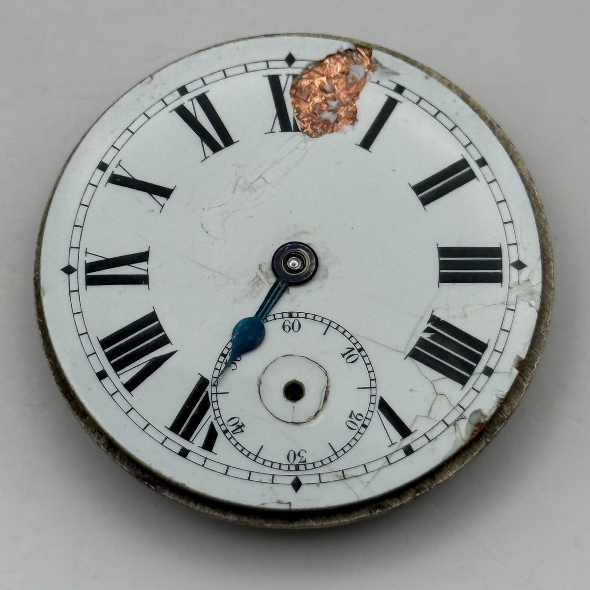 Pocket Watch Movement Open Face Roman Numerals Swiss Sub Seconds Parts 34.8mm