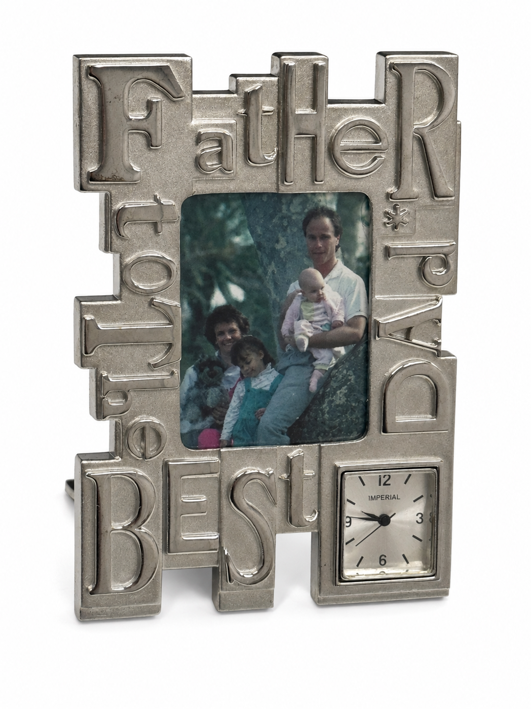 To The Best Father Miniature Clock & Photo Frame Silver Brand New