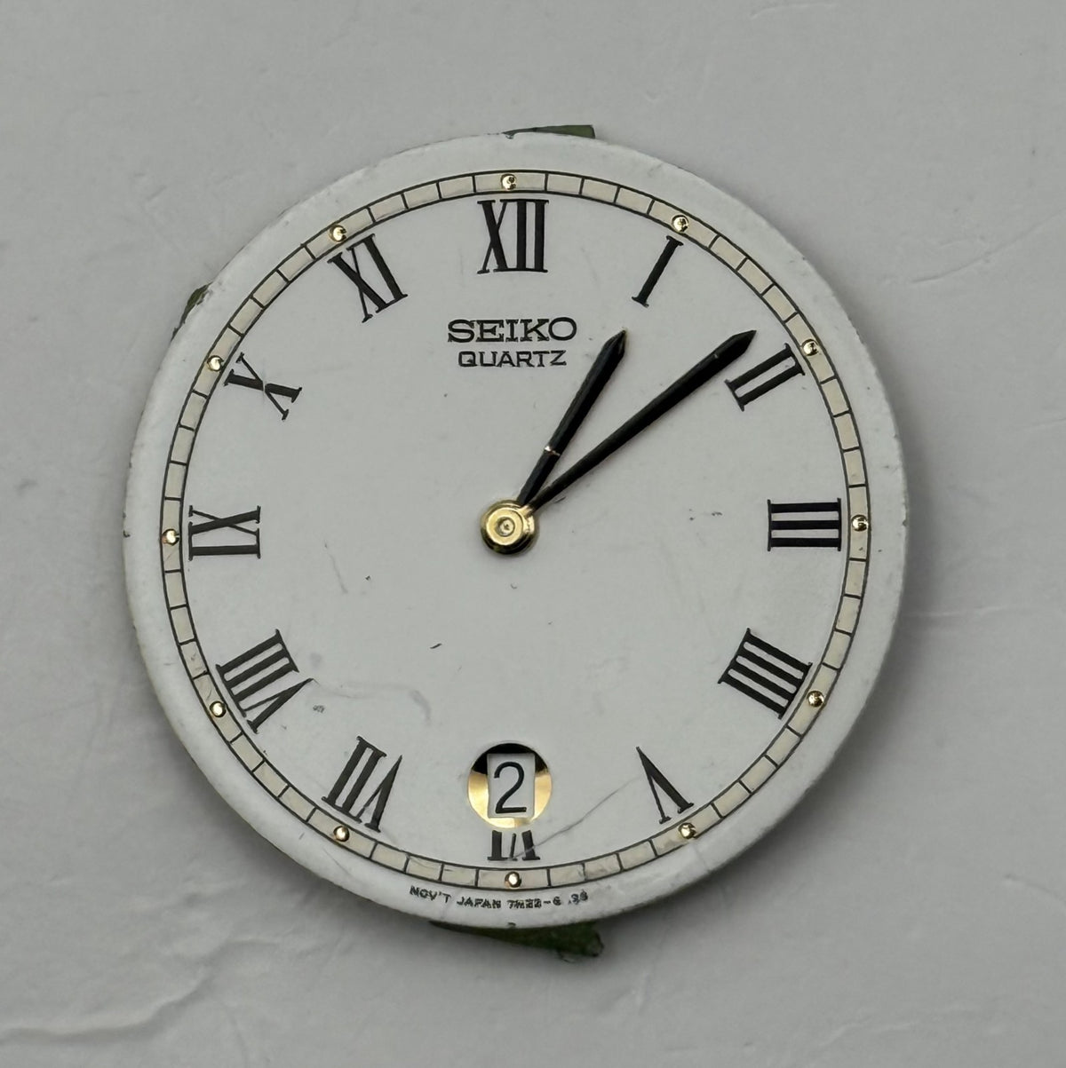 Seiko 7N22-6 Watch Dial Quartz White Japan Vintage Spare Parts Repair 27.5mm