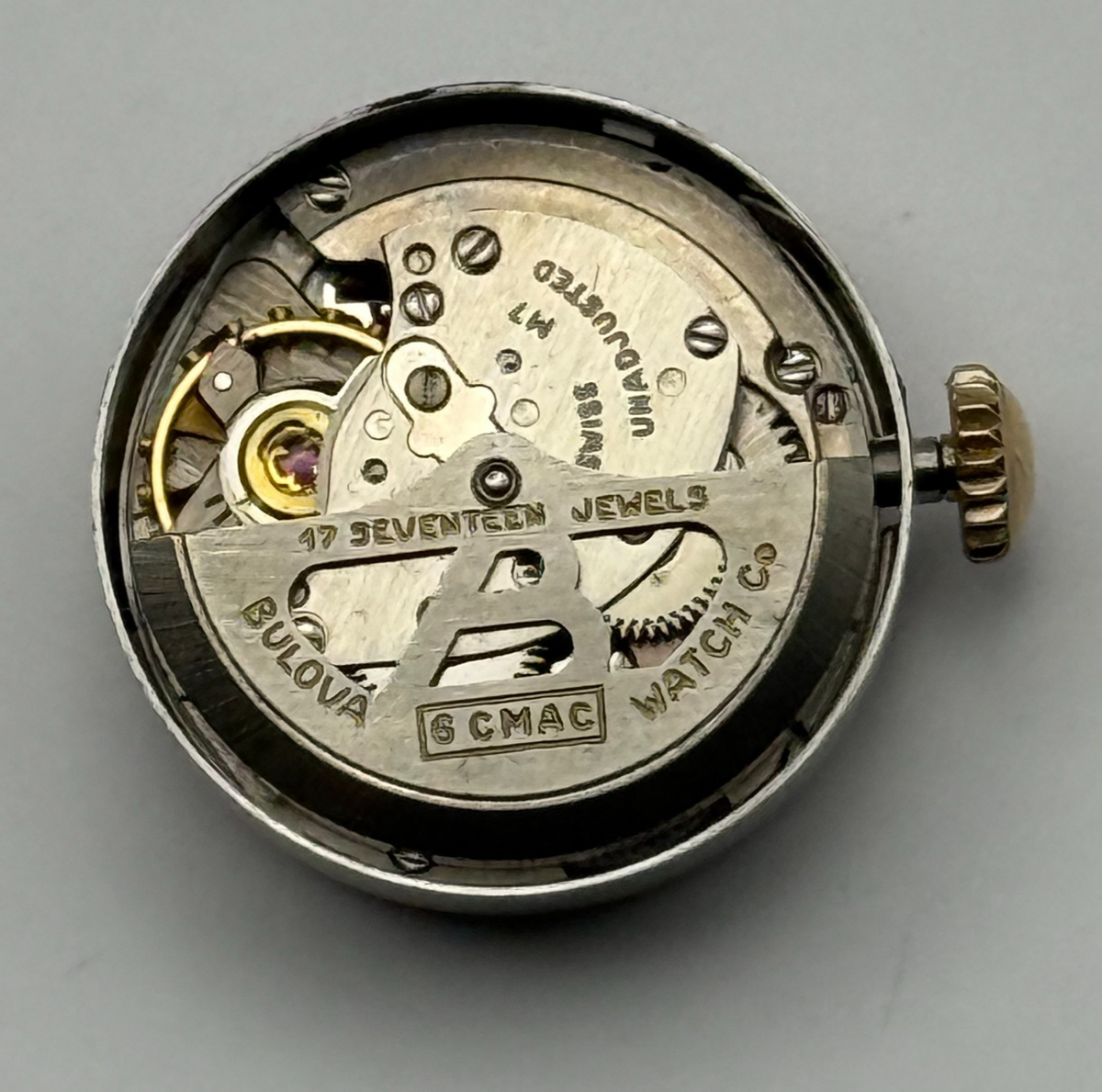 Bulova 6CMAC Watch Movement Running 17 Jewels Swiss Automatic Parts 16.4mm