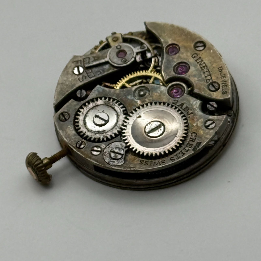 Cretets Watch Movement Ginette Swiss 16 Jewels Manual Wind Parts Repair 21.3mm