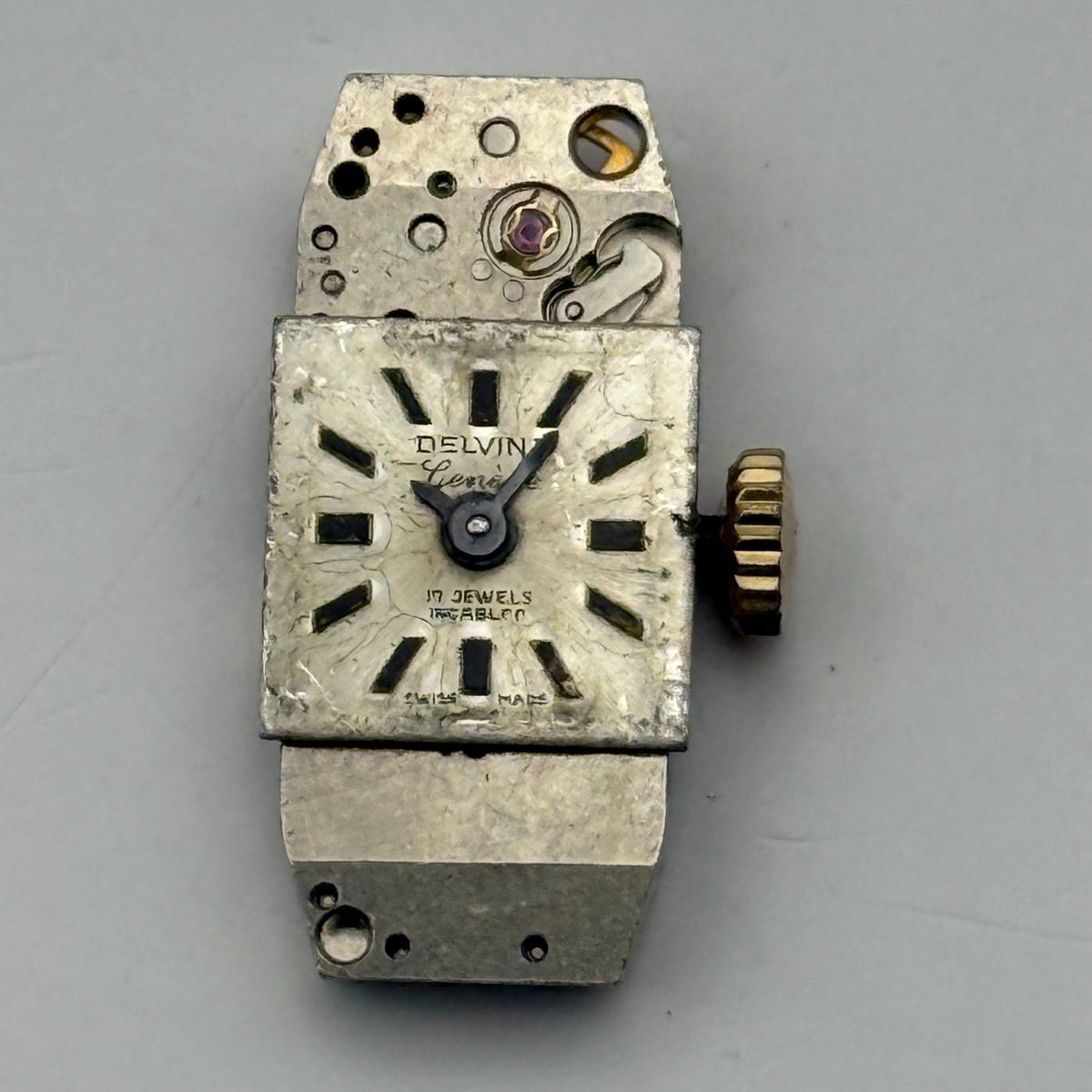 FHF 59-21 Watch Movement Delvina Swiss 17 Jewels Manual Wind Parts Repair 9mm
