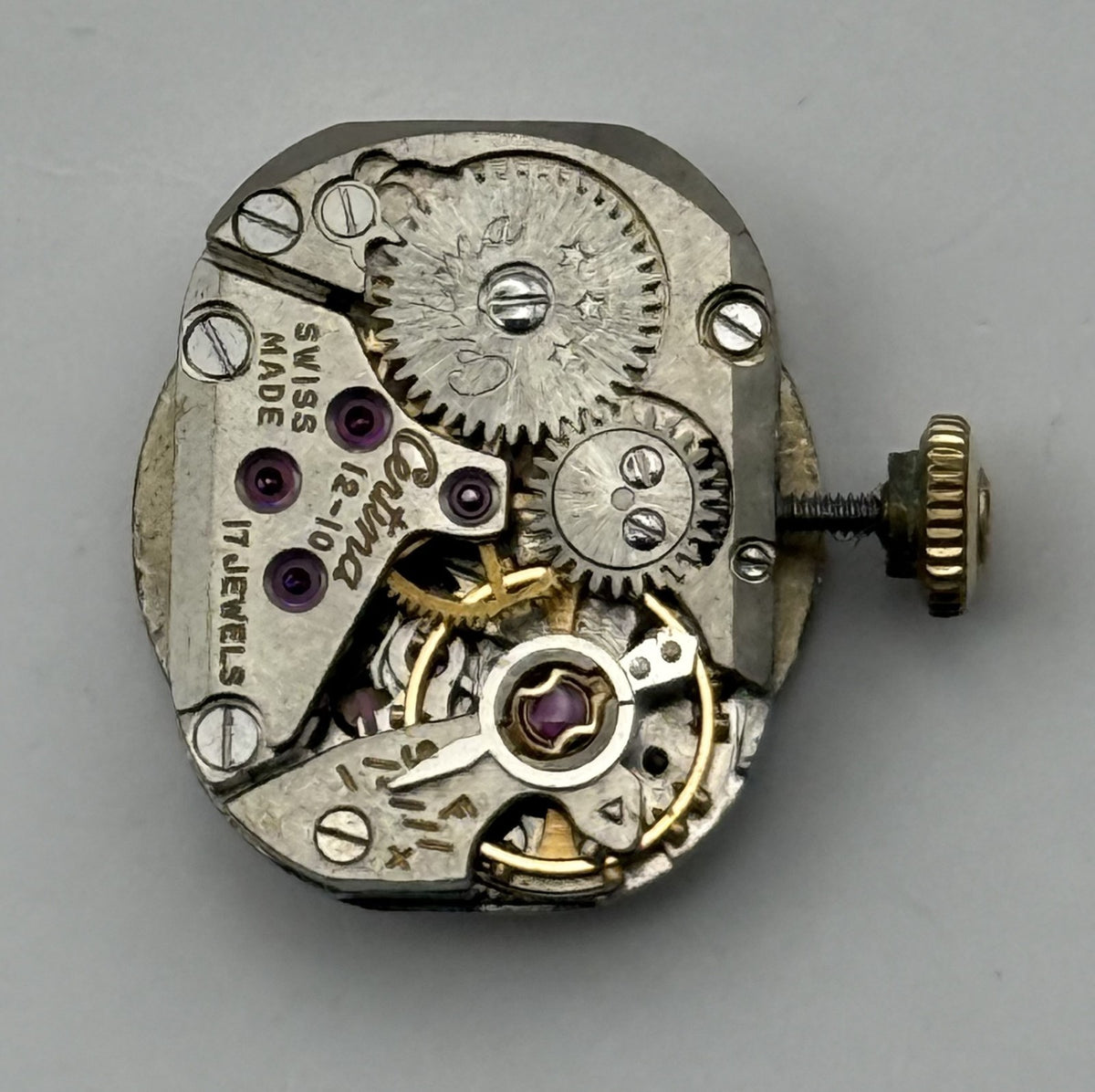 Certina 12-10 Watch Movement Running 17 Jewels Swiss Manual Wind Parts 12.1mm