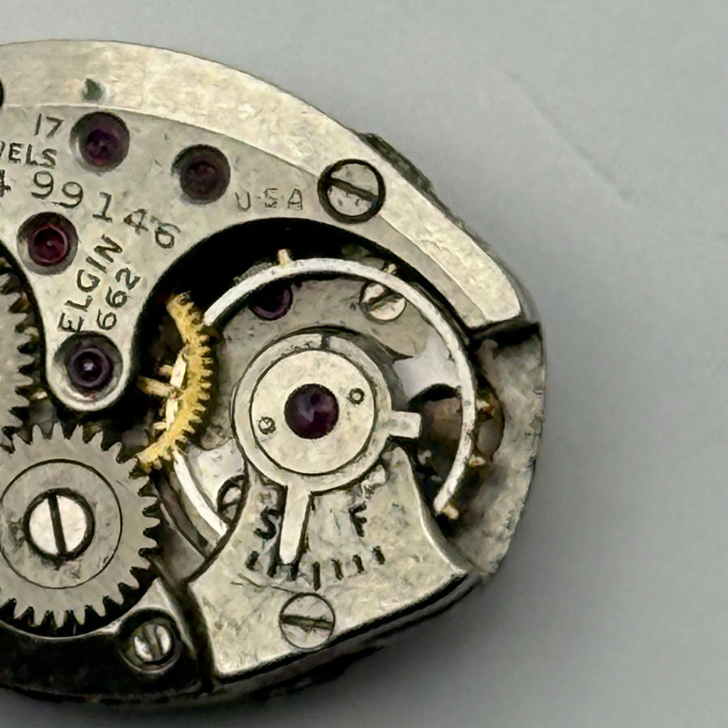 Elgin 662 Watch Movement 17 Jewels U.S.A. Manual Wind Parts Repair 14.2mm