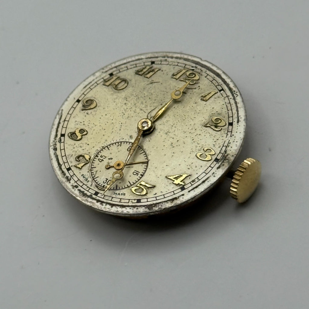 Unidentified Watch Movement Running 9 Jewels Swiss Manual Wind Parts 22.9mm