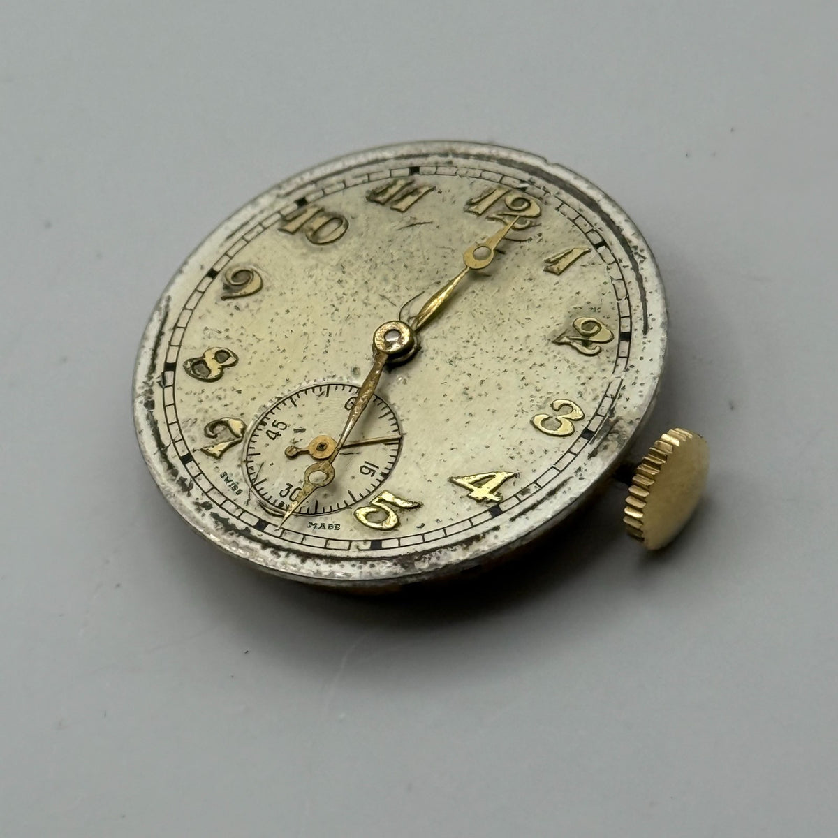 Unidentified Watch Movement Running 9 Jewels Swiss Manual Wind Parts 22.9mm