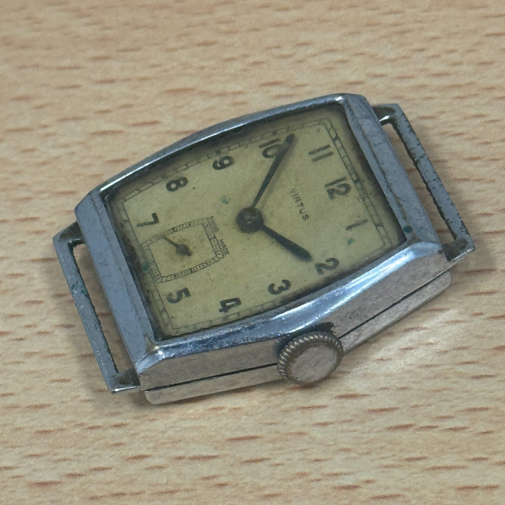 Virtus Tank Watch - Vintage Men's - Sub Seconds Dial - Spares / Repairs - 29mm