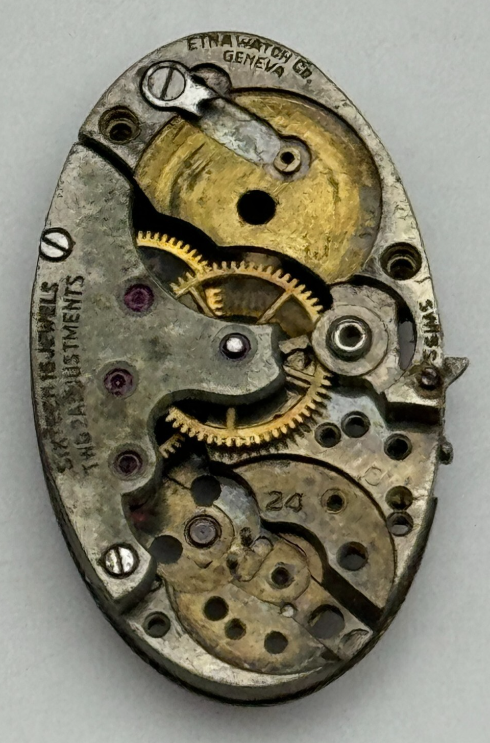 AS 24 Watch Movement A. Schild 24 Etna Incomplete Parts Repair 15.2mm 