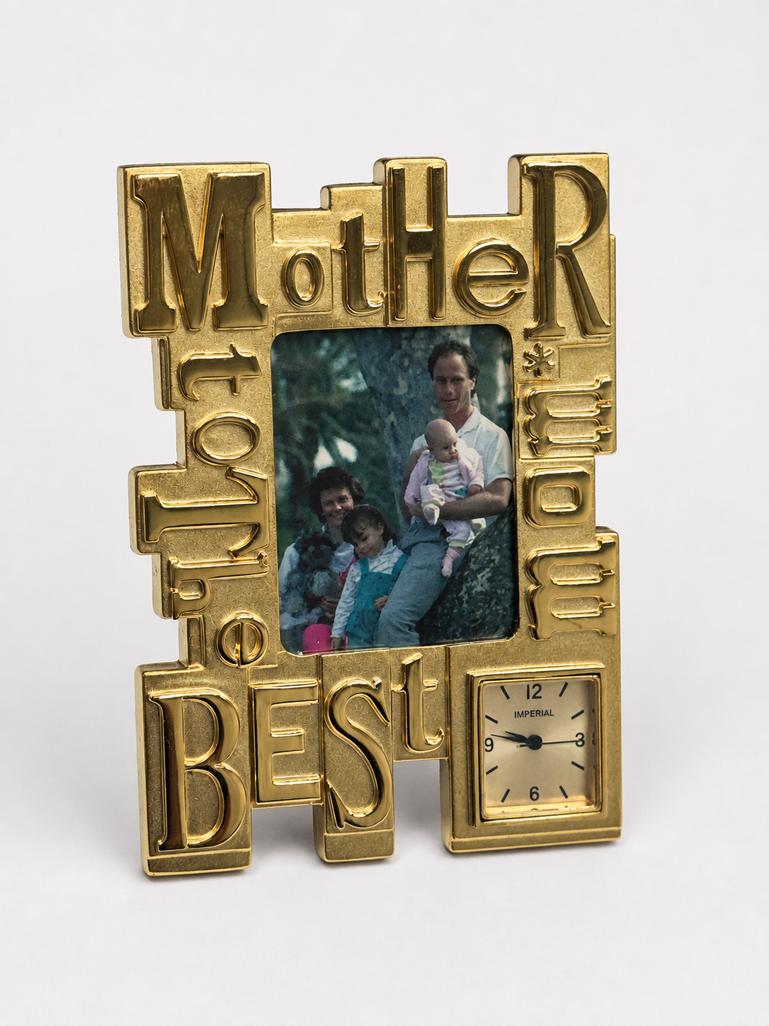 To The Best Mother Miniature Clock & Photo Frame Gold Brand New