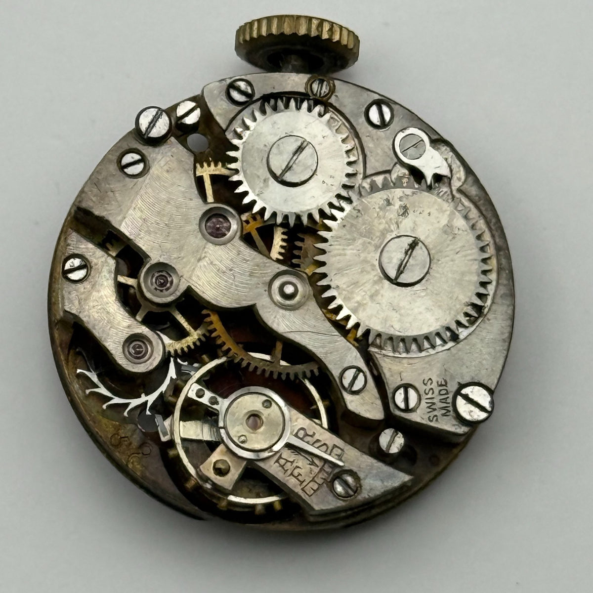 Unidentified Watch Movement Running Swiss Made Manual Wind Parts Repair 23.6mm