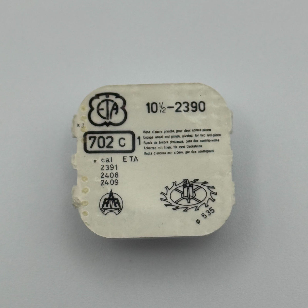 ETA 2390 Escape Wheel & Pinion - 10 1/2 - 702 - New Old Stock - Watch Parts
