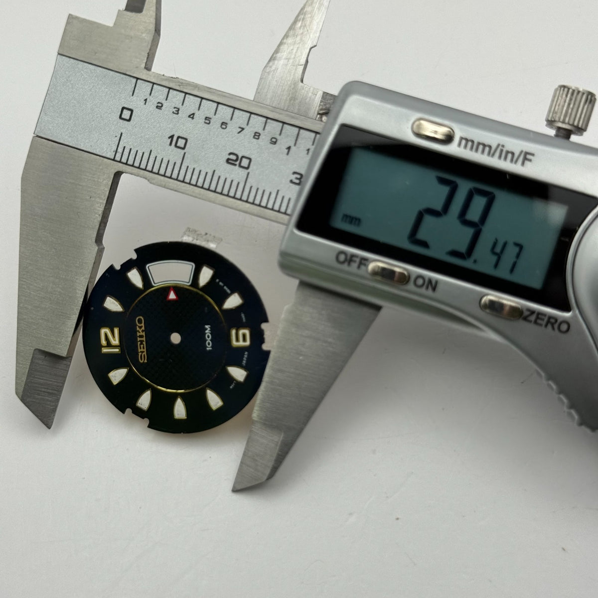 Seiko 7N42-0EM8 Watch Dial 100M Black Japan Spare Parts Repair 29.4mm