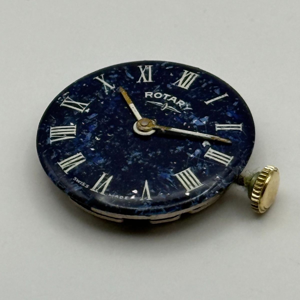 FHF 34-21 Watch Movement - Rotary Blue Dial Ladies 17.2m - For Parts / Repair