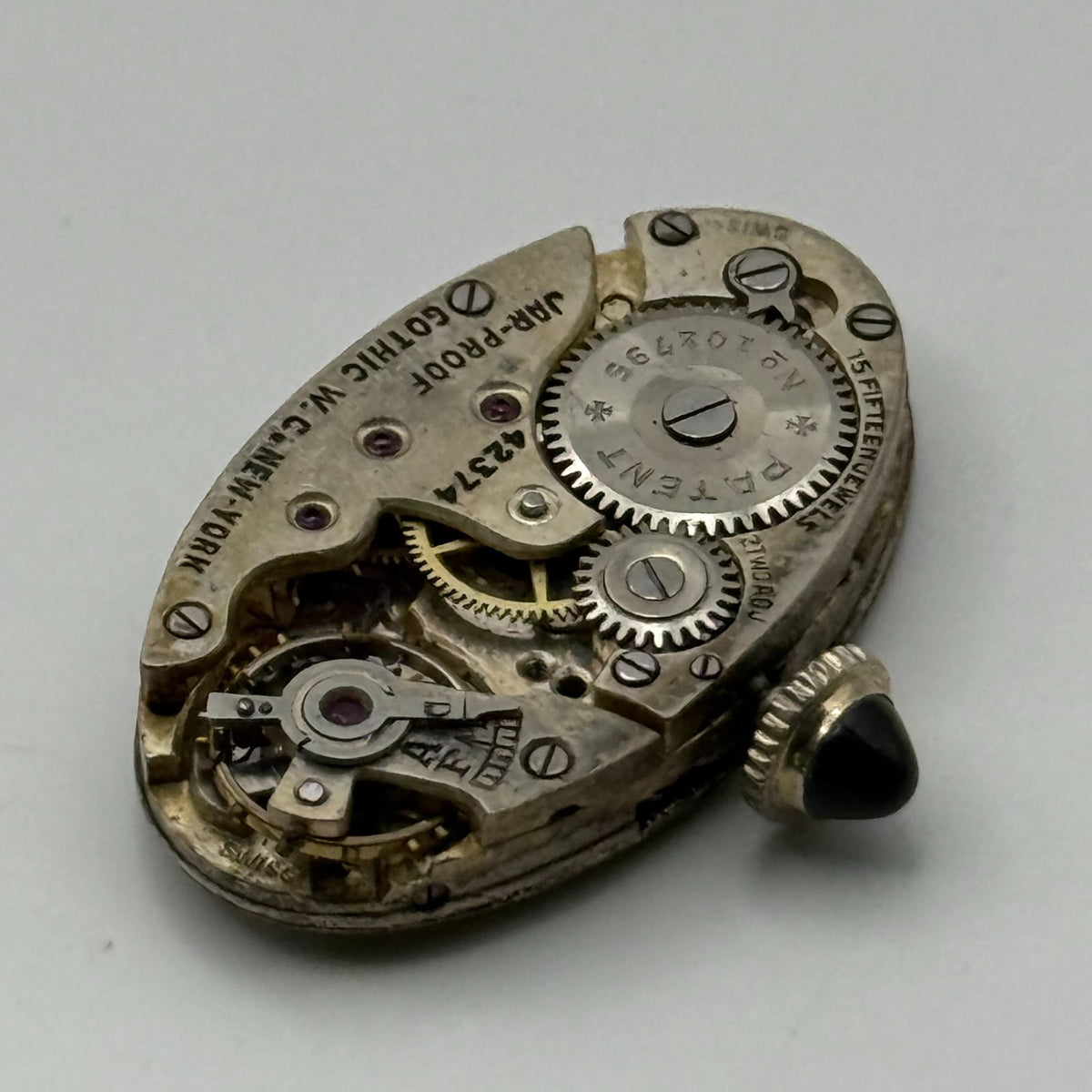 Gothic Jar-Proof Watch Movement New York American Ladies 15 Jewels Parts 14.8mm