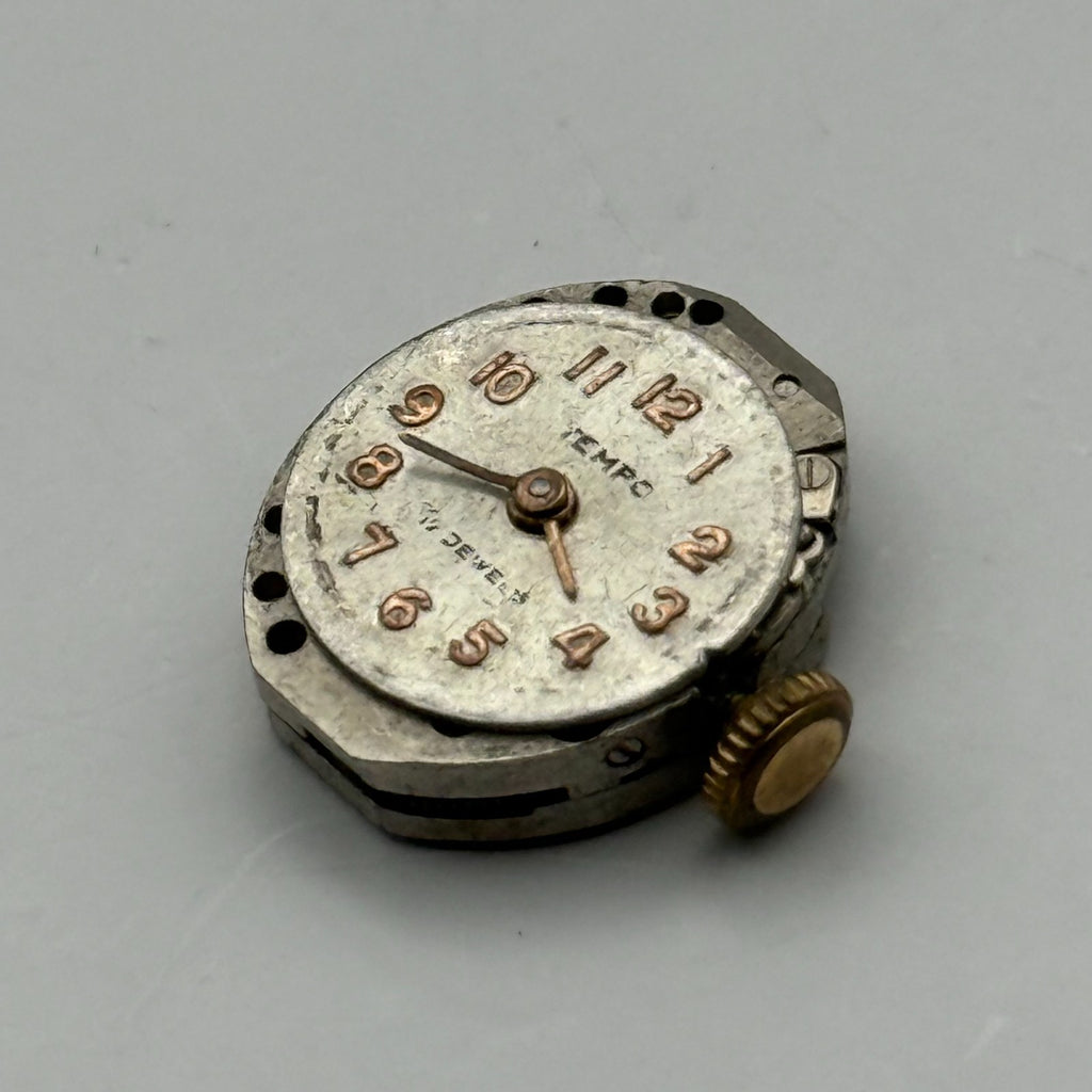 Tempo Watch Movement 17 Jewels Swiss Manual Wind Vintage Parts Repair 12.7mm