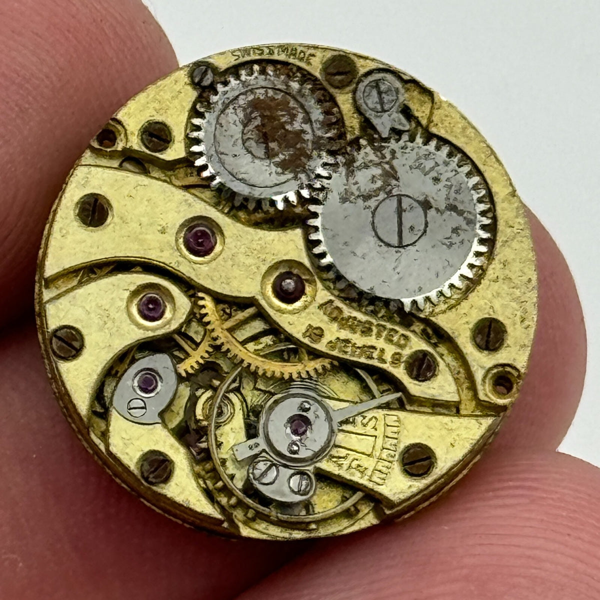 Mappin 18 Watch Movement Jewels Sub Seconds Manual Wind Parts 19.8mm