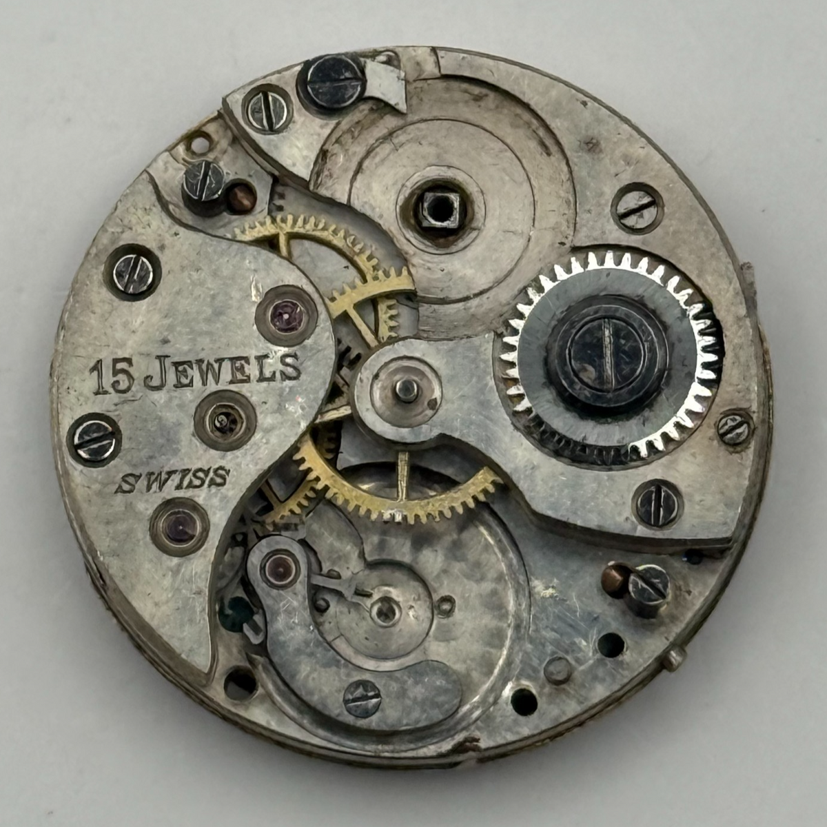 Red 12 Watch Movement - 15 Jewels - For Parts / Repair - 23.3mm