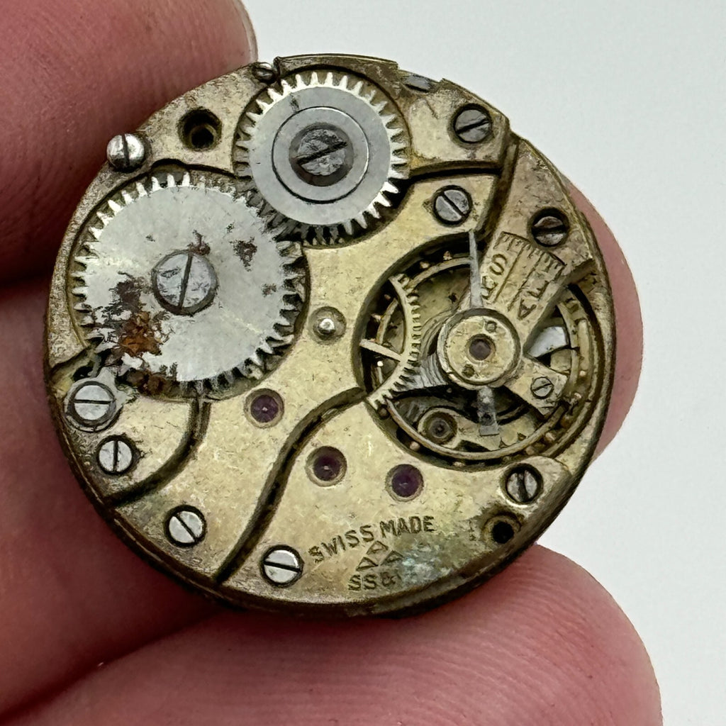 Stauffer S S & Co Watch Movement Manual Wind Swiss Vintage Parts Repair 22.6mm 