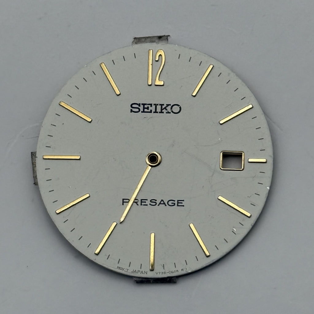 Seiko Presage V739 Watch Dial White Japan Vintage Spare Parts Repair 27.9mm