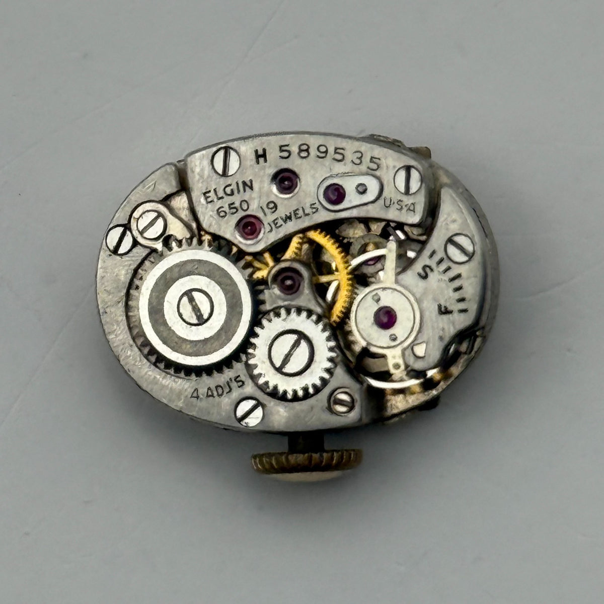 Lady Elgin 650 Watch Movement 19 Jewels U.S.A. Manual Wind Parts Repair 12.7mm
